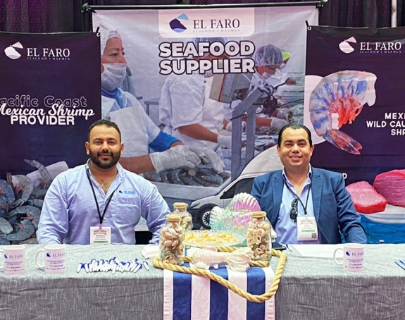 El Faro Seafood booth showcasing premium seafood products at industry expo.