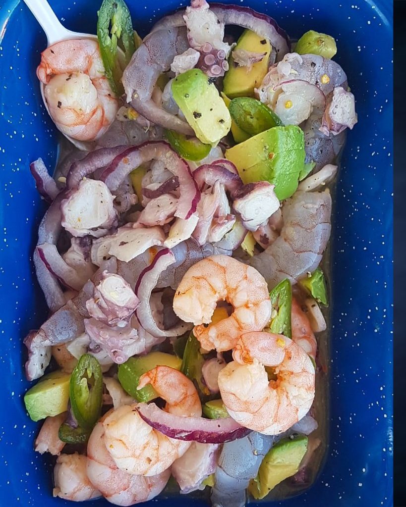 Fresh shrimp ceviche with avocado and tomato – premium Mexican seafood by El Faro Seafood